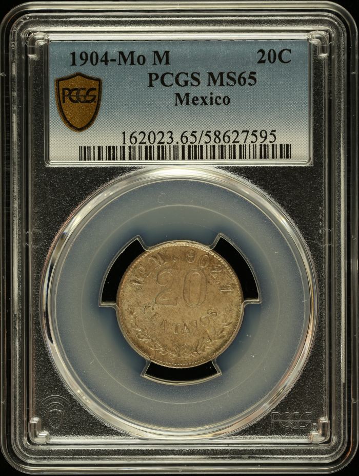 Republic Silver & Minors 20 Centavo 1904 Mo M PCGS MS65 0147630Republic Silver & Minors 20 Centavo 1904 Mo M PCGS MS65 0147630