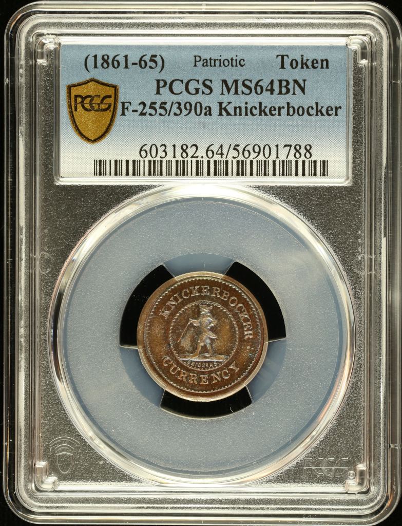 United States Knickerbocker Copper Token  (1861-65) F-255/390a PCGS MS64BN 0148559