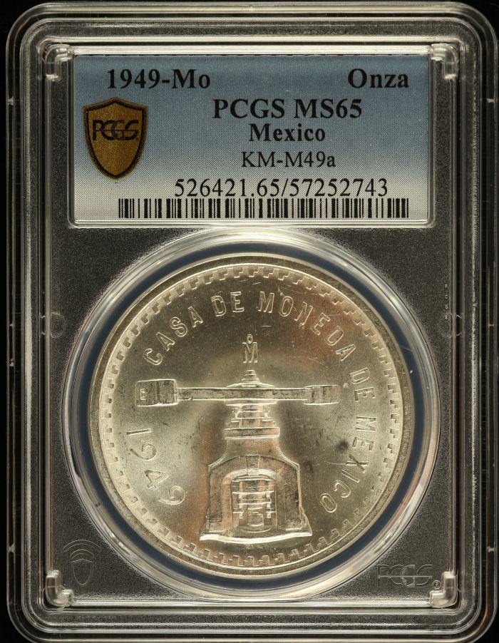 Modern Silver & Minors Onza 1949 Mo PCGS MS65 KM-M49a 0149376Modern Silver & Minors Onza 1949 Mo PCGS MS65 KM-M49a 0149376