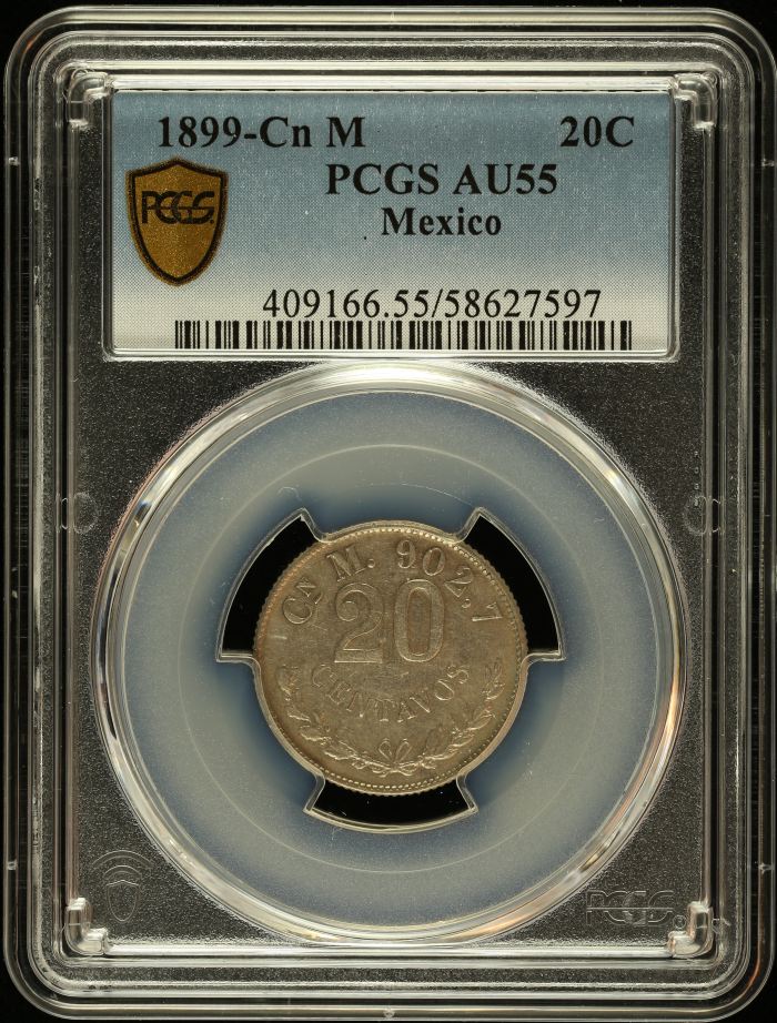 Republic Silver & Minors 20 Centavo 1899 Cn M PCGS AU55 0147631Republic Silver & Minors 20 Centavo 1899 Cn M PCGS AU55 0147631