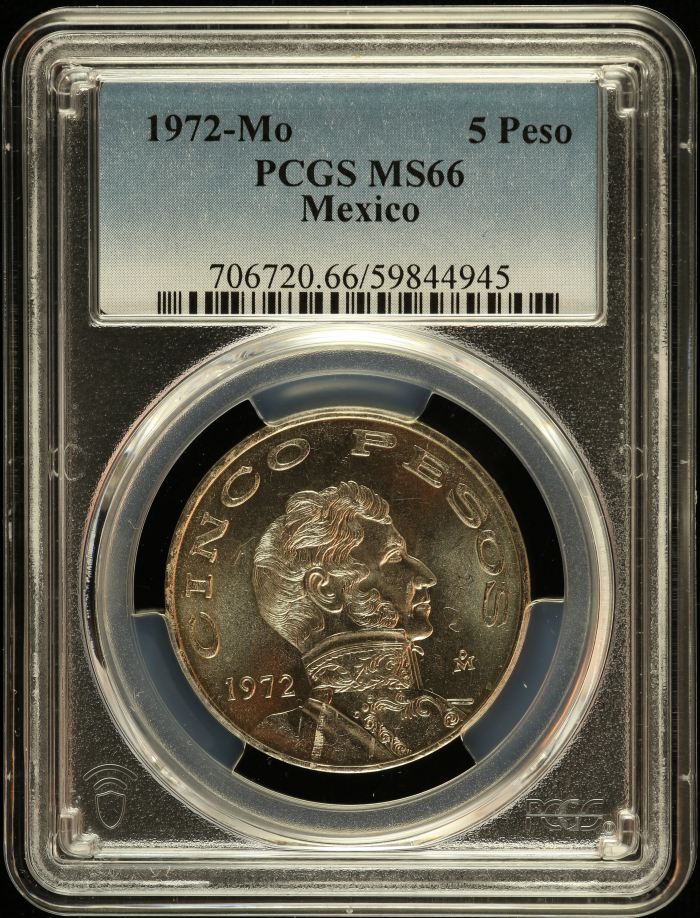 Modern Silver & Minors 5 Peso 1972 Mo PCGS MS66 0149171Modern Silver & Minors 5 Peso 1972 Mo PCGS MS66 0149171