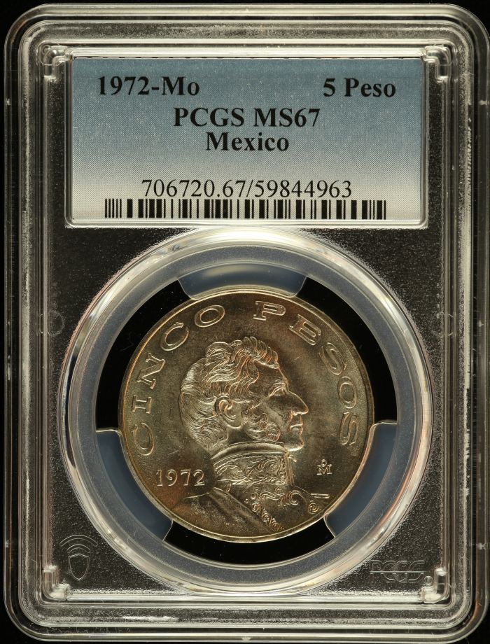 Modern Silver & Minors 5 Peso 1972 Mo PCGS MS67 0149175Modern Silver & Minors 5 Peso 1972 Mo PCGS MS67 0149175