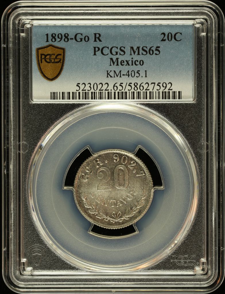 Republic Silver & Minors 20 Centavo 1898 Go R KM-405.1 PCGS MS65 0147633