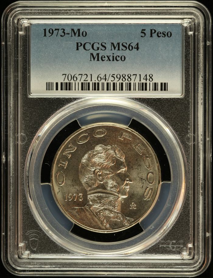 Modern Silver & Minors 5 Peso 1973 Mo PCGS MS64 0149176Modern Silver & Minors 5 Peso 1973 Mo PCGS MS64 0149176