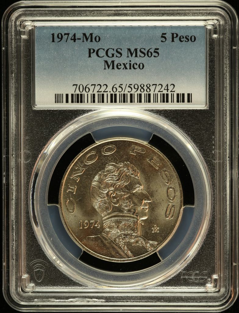 Modern Silver & Minors 5 Peso 1974 Mo PCGS MS65 0149258