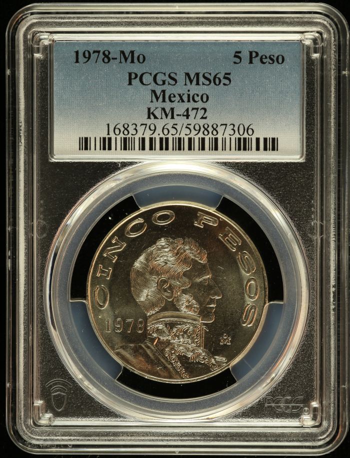 Modern Silver & Minors 5 Peso 1978 Mo KM-472 PCGS MS65 0149261Modern Silver & Minors 5 Peso 1978 Mo KM-472 PCGS MS65 0149261