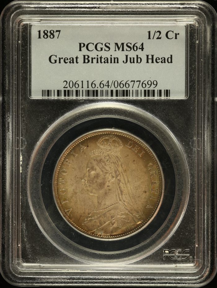 UK (Great Britain) 1/2 Crown 1887 Jub Head PCGS MS64 0149629UK (Great Britain) 1/2 Crown 1887 Jub Head PCGS MS64 0149629