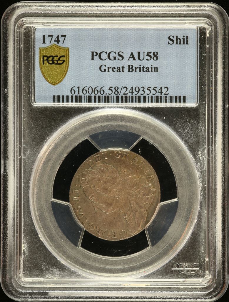 UK (Great Britain) Shilling 1747 PCGS AU58 0149630