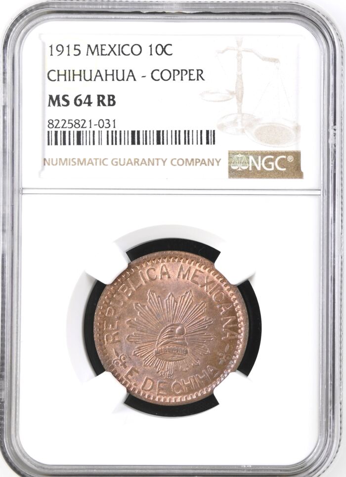 Chihuahua 10 Centavo 1915 Chihuahua NGC MS64RB 0149931Chihuahua 10 Centavo 1915 Chihuahua NGC MS64RB 0149931
