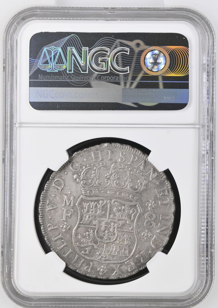 Colonial Silver & Minors Reijgersdaal (1747) 8 Reales 1738 Mo MF NGC AU Details 0150239Colonial Silver & Minors Reijgersdaal (1747) 8 Reales 1738 Mo MF NGC AU Details 0150239 - Image 2