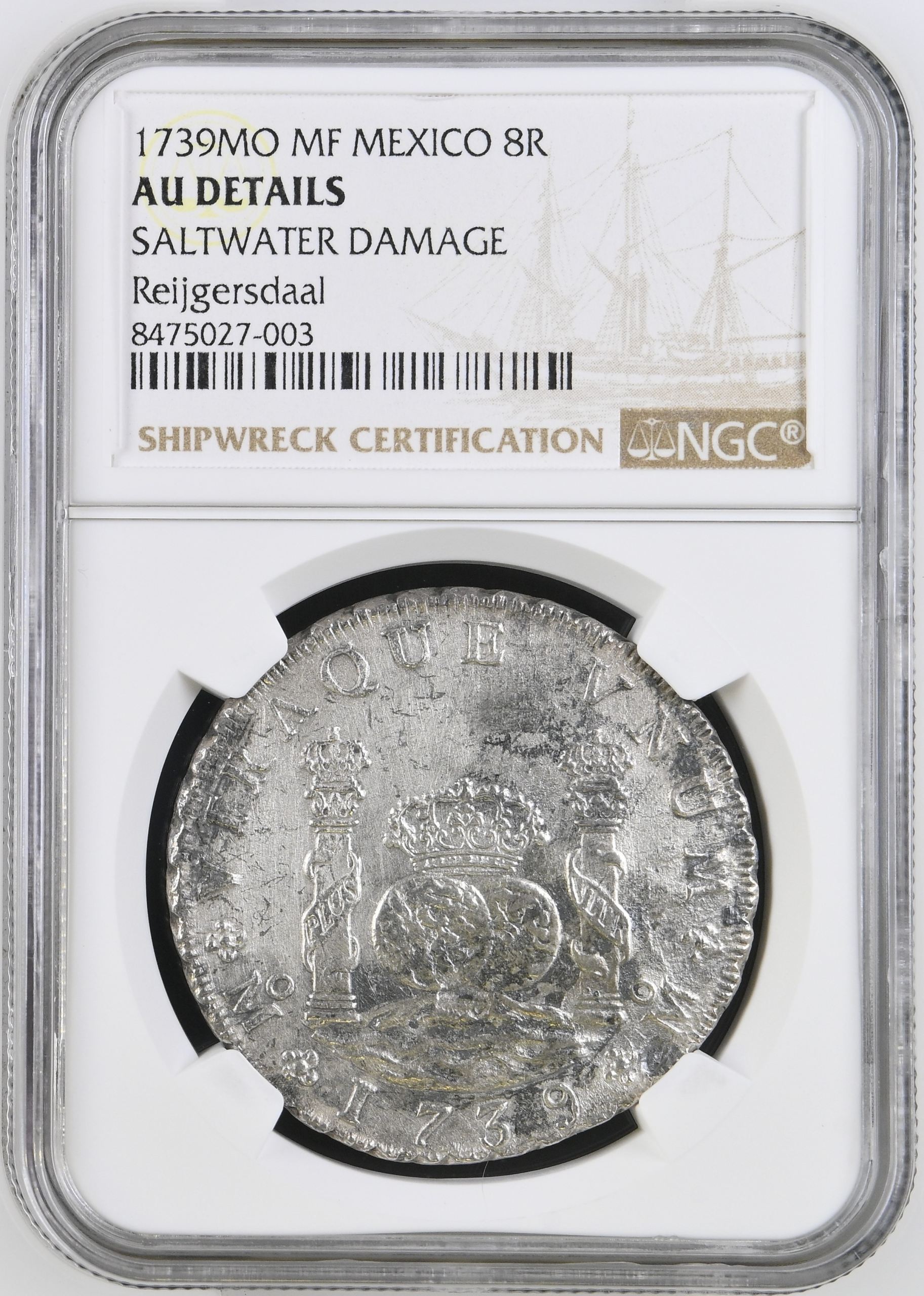 Colonial Silver & Minors Reijgersdaal (1747) 8 Reales 1739 Mo MF NGC AU Details 0150240