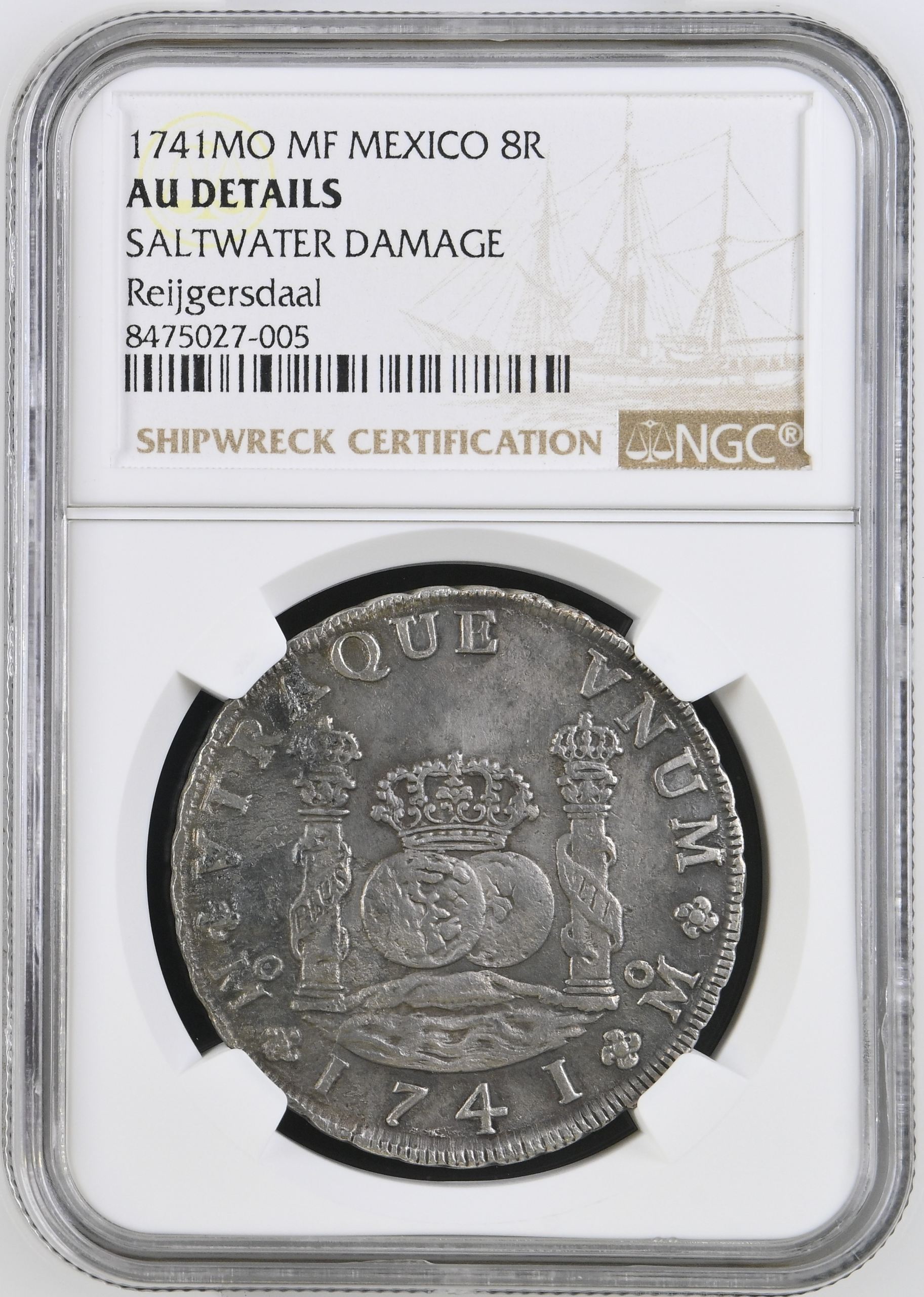 Colonial Silver & Minors Reijgersdaal (1747) 8 Reales 1741 Mo MF NGC AU Details 0150242