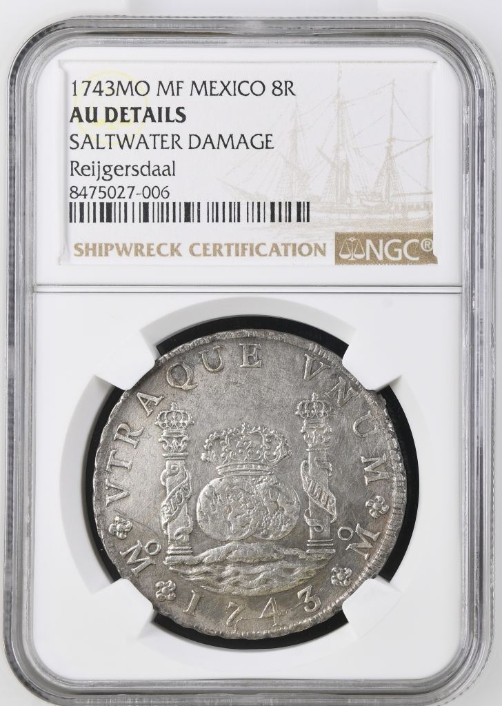 Colonial Silver & Minors Reijgersdaal (1747) 8 Reales 1743 Mo MF NGC AU Details 0150243