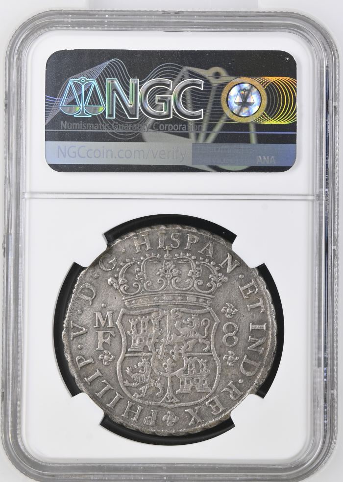 Colonial Silver & Minors Reijgersdaal (1747) 8 Reales 1743 Mo MF NGC AU Details 0150243Colonial Silver & Minors Reijgersdaal (1747) 8 Reales 1743 Mo MF NGC AU Details 0150243 - Image 2