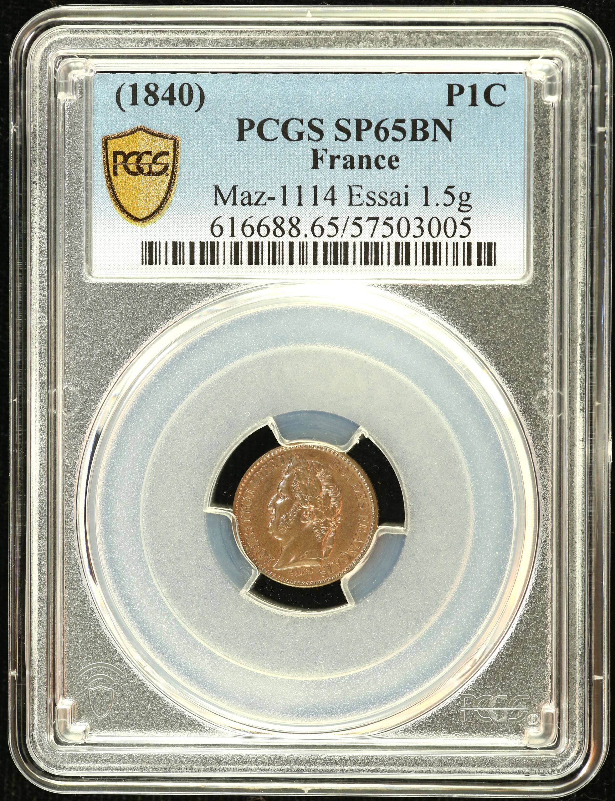 France Centime (1840) Maz-1114  PCGS SP65BN 0150394
