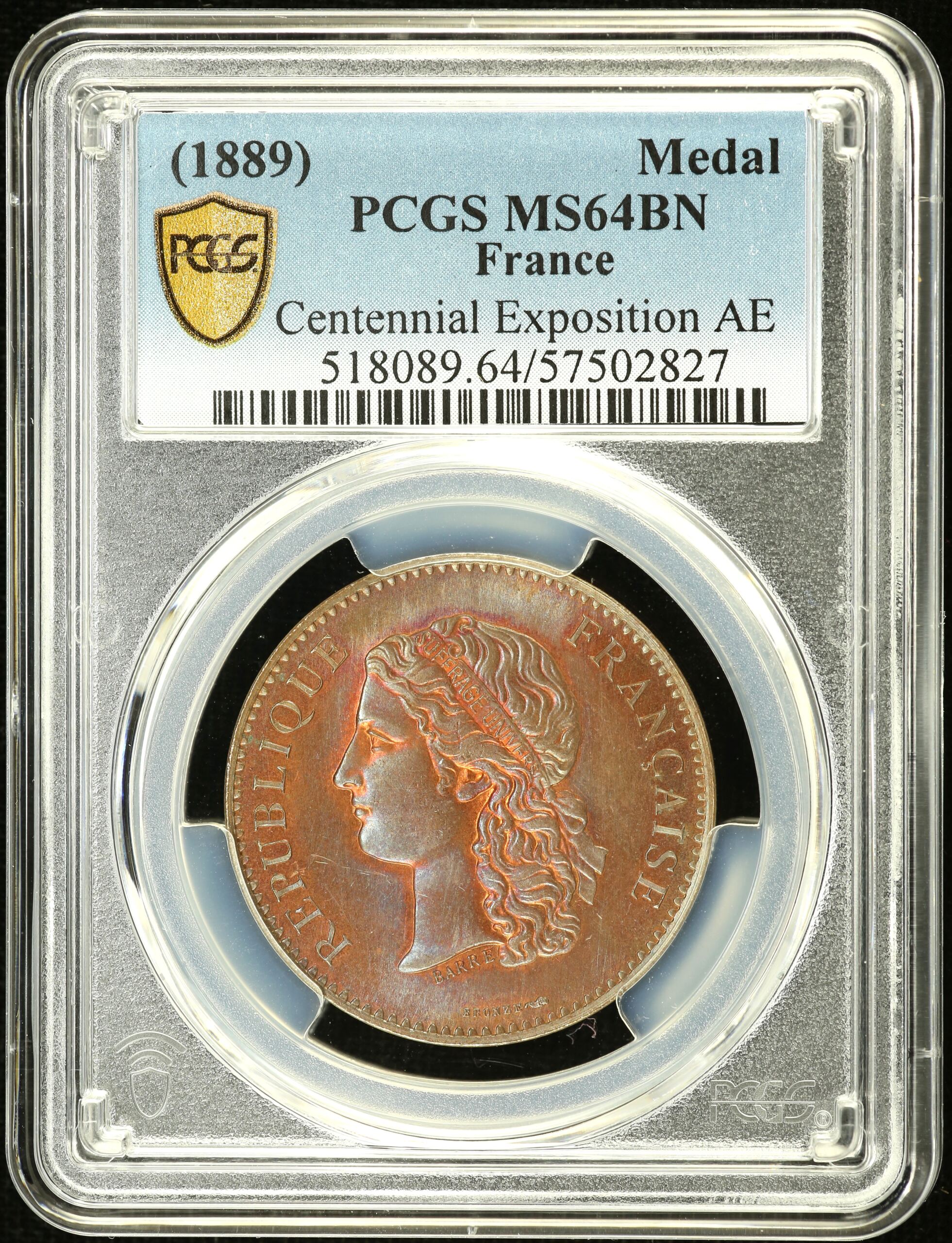 France 10 Centime (1889) PCGS MS64BN 0150410