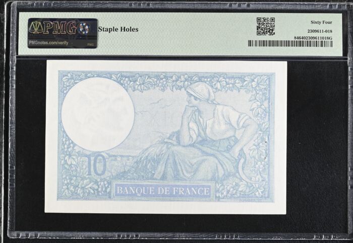 France 10 Francs 1940 PMG Ch UNC64 Pick #84 0150425France 10 Francs 1940 PMG Ch UNC64 Pick #84 0150425 - Image 2