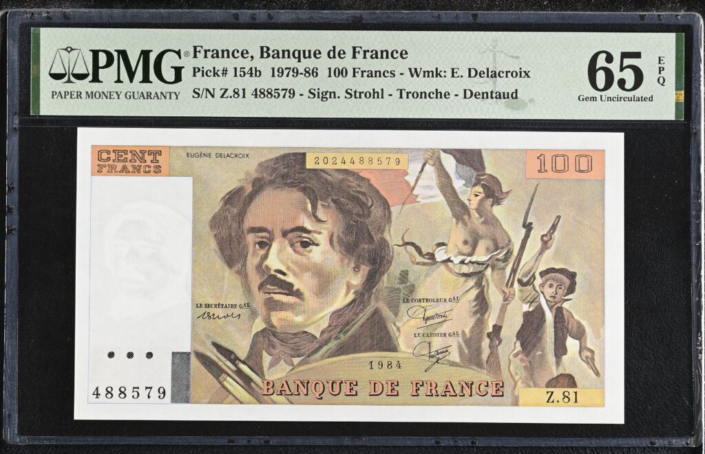 France 100 Francs 1979-86 PMG Gem UNC65 EPQ Pick #154b 0150446