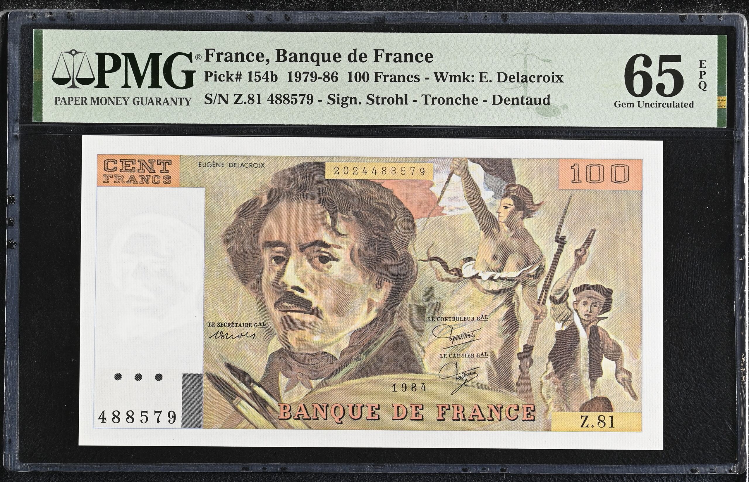 France 100 Francs 1979-86 PMG Gem UNC65 EPQ Pick #154b 0150446