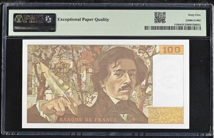 France 100 Francs 1979-86 PMG Gem UNC65 EPQ Pick #154b 0150447France 100 Francs 1979-86 PMG Gem UNC65 EPQ Pick #154b 0150447 - Image 2