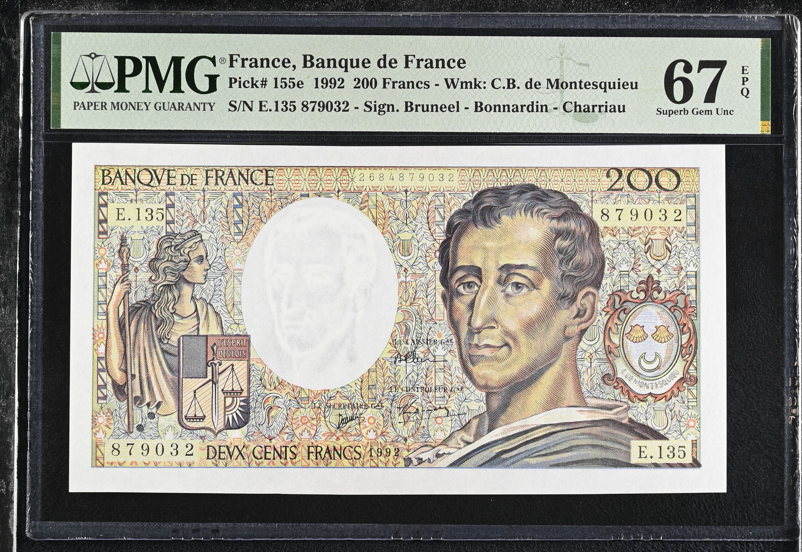 France 200 Francs 1992 PMG Superb Gem UNC67 EPQ Pick #155e 0150452