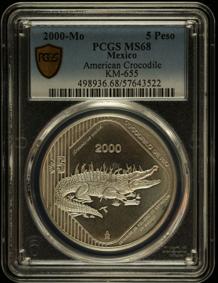 Modern Silver & Minors 5 Peso 2000 Mo KM-655 PCGS MS68 0150466Modern Silver & Minors 5 Peso 2000 Mo KM-655 PCGS MS68 0150466