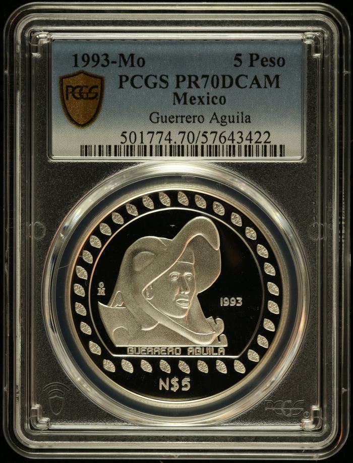 Modern Silver & Minors 5 Peso 1993 Mo PCGS PR70DCAM 0150469Modern Silver & Minors 5 Peso 1993 Mo PCGS PR70DCAM 0150469