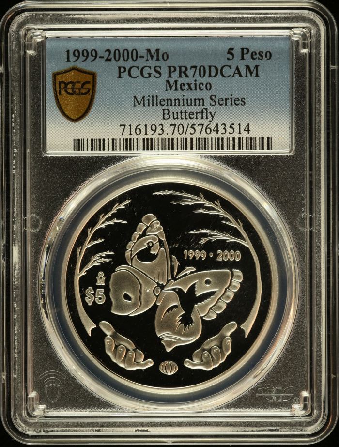 Modern Silver & Minors 5 Peso 1999-2000 Mo PCGS PR70DCAM 0150471Modern Silver & Minors 5 Peso 1999-2000 Mo PCGS PR70DCAM 0150471