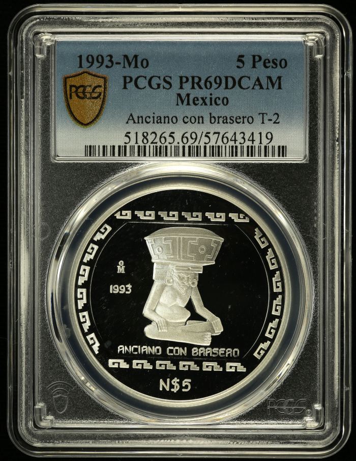 Modern Silver & Minors 5 Peso 1993 Mo PCGS PR69DCAM 0150474Modern Silver & Minors 5 Peso 1993 Mo PCGS PR69DCAM 0150474