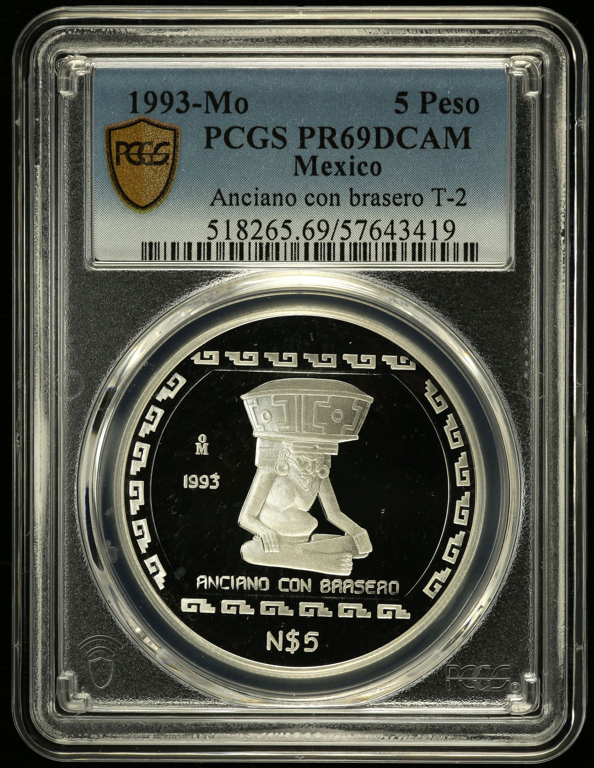 Modern Silver & Minors 5 Peso 1993 Mo PCGS PR69DCAM 0150474