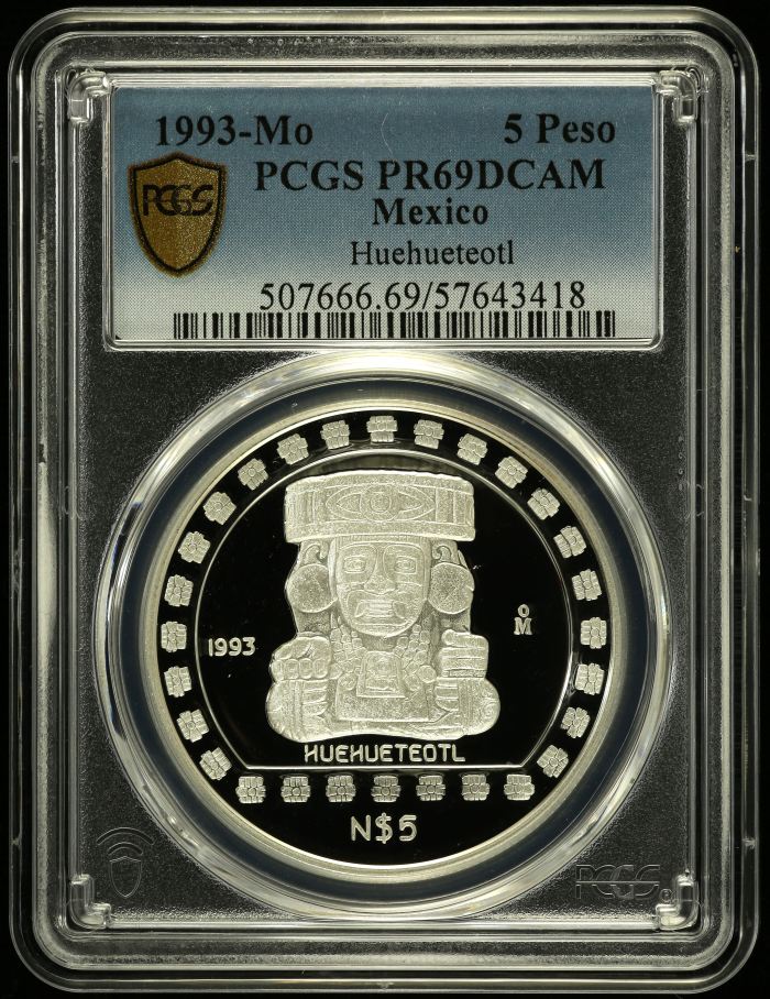 Modern Silver & Minors 5 Peso 1993 Mo PCGS PR69DCAM 0150479Modern Silver & Minors 5 Peso 1993 Mo PCGS PR69DCAM 0150479
