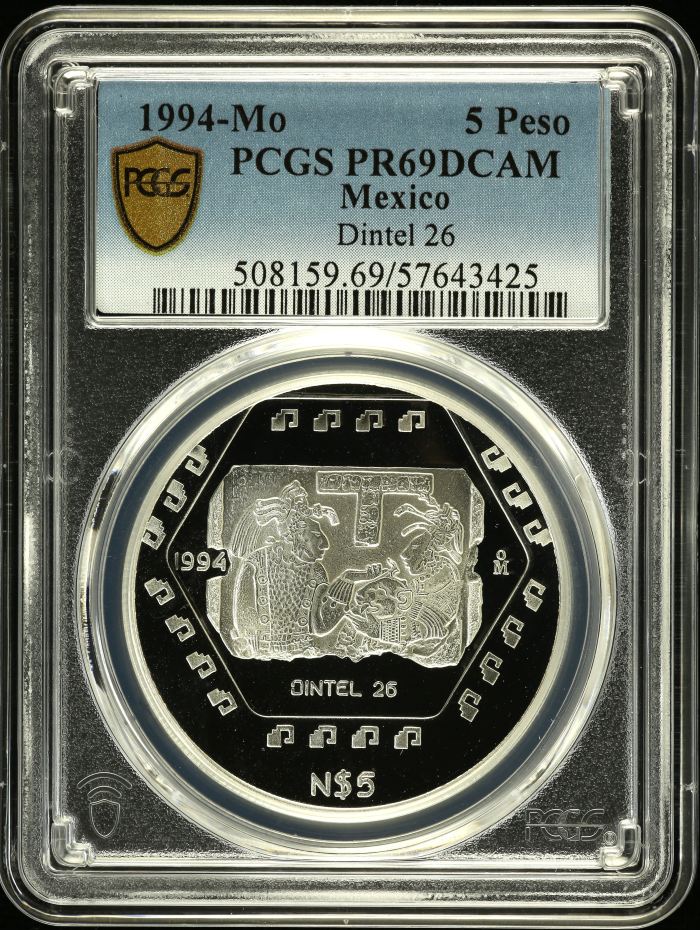 Modern Silver & Minors 5 Peso 1994 Mo PCGS PR69DCAM 0150483Modern Silver & Minors 5 Peso 1994 Mo PCGS PR69DCAM 0150483