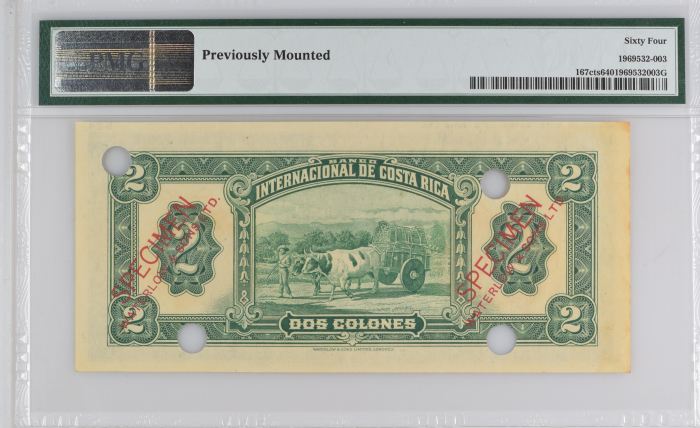 Costa Rica 2 Colones ND Pick #167cts PMG Ch UNC64 0150597Costa Rica 2 Colones ND Pick #167cts PMG Ch UNC64 0150597 - Image 2