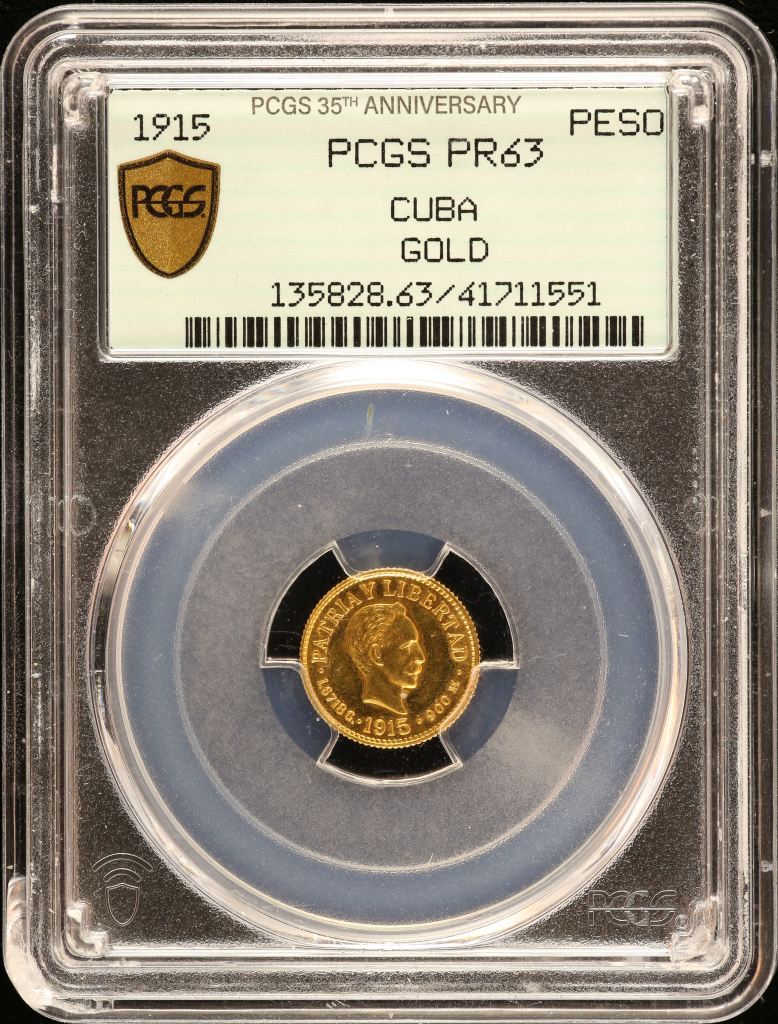 Cuba Peso 1915 PCGS PR63 0150598