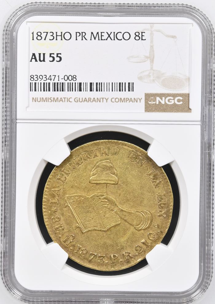 Republic Gold 8 Escudos 1873 Ho PR NGC AU55 0150600Republic Gold 8 Escudos 1873 Ho PR NGC AU55 0150600