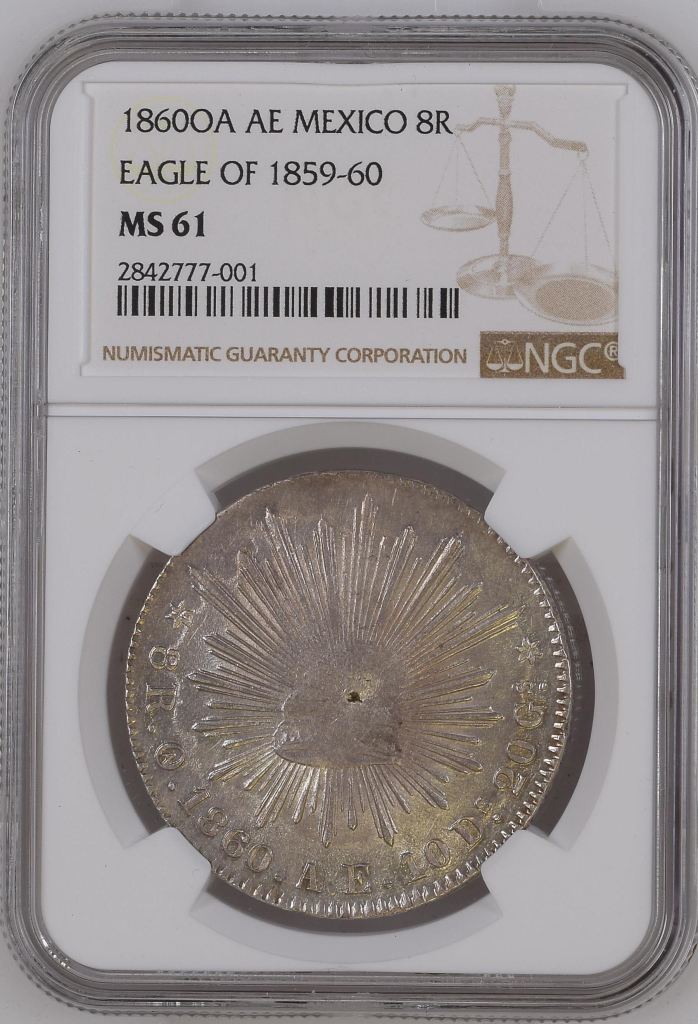 Oaxaca 8 Reales 1860 Oa AE NGC MS61 0150606