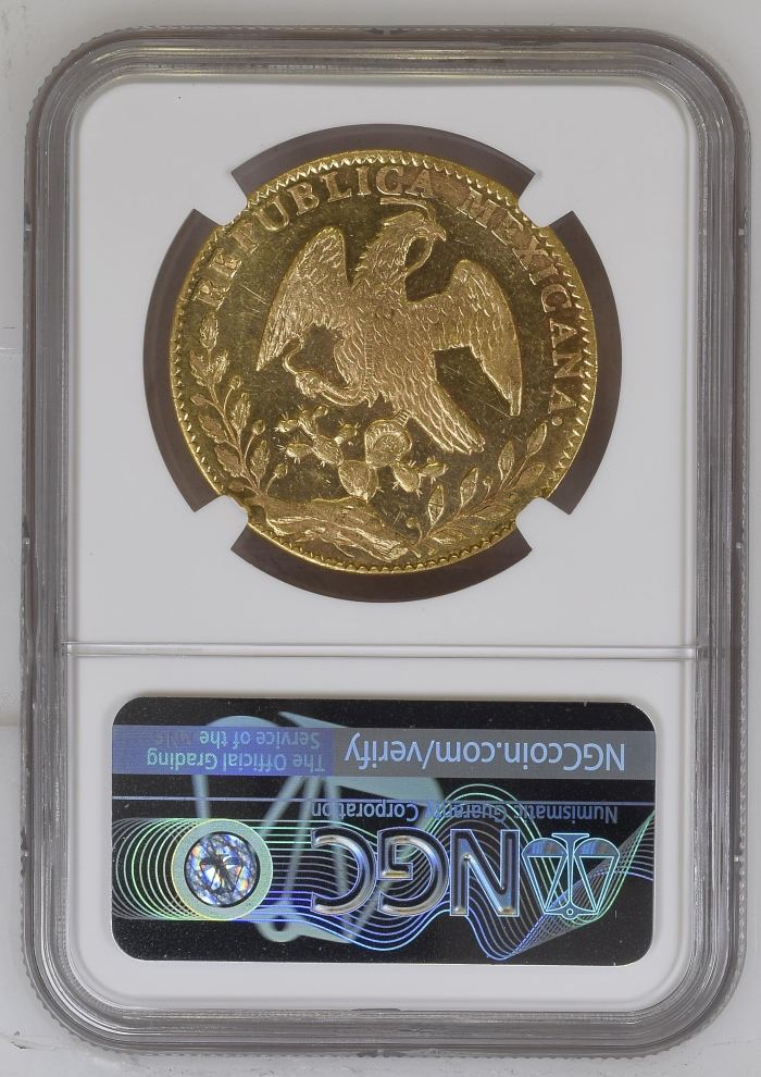 Republic Gold 8 Escudos 1868 Go YF NGC MS62 0150686Republic Gold 8 Escudos 1868 Go YF NGC MS62 0150686 - Image 2