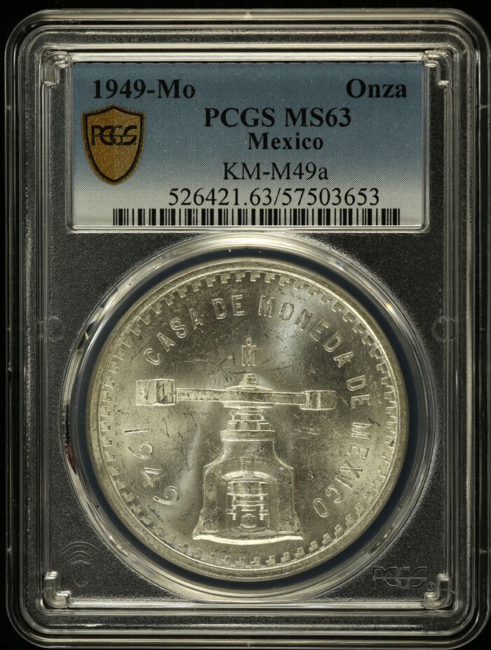Modern Silver & Minors Onza 1949 Mo PCGS MS63 KM-M49a 0150702Modern Silver & Minors Onza 1949 Mo PCGS MS63 KM-M49a 0150702