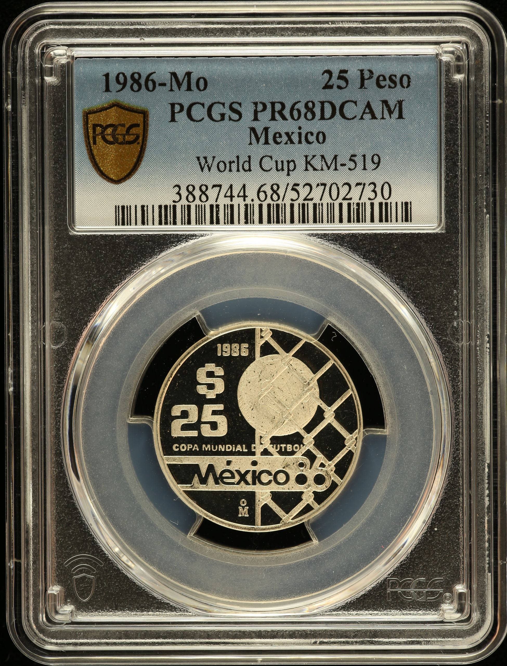 Modern Silver & Minors 25 Peso 1986 Mo KM-519 PCGS PR68DCAM 0150749