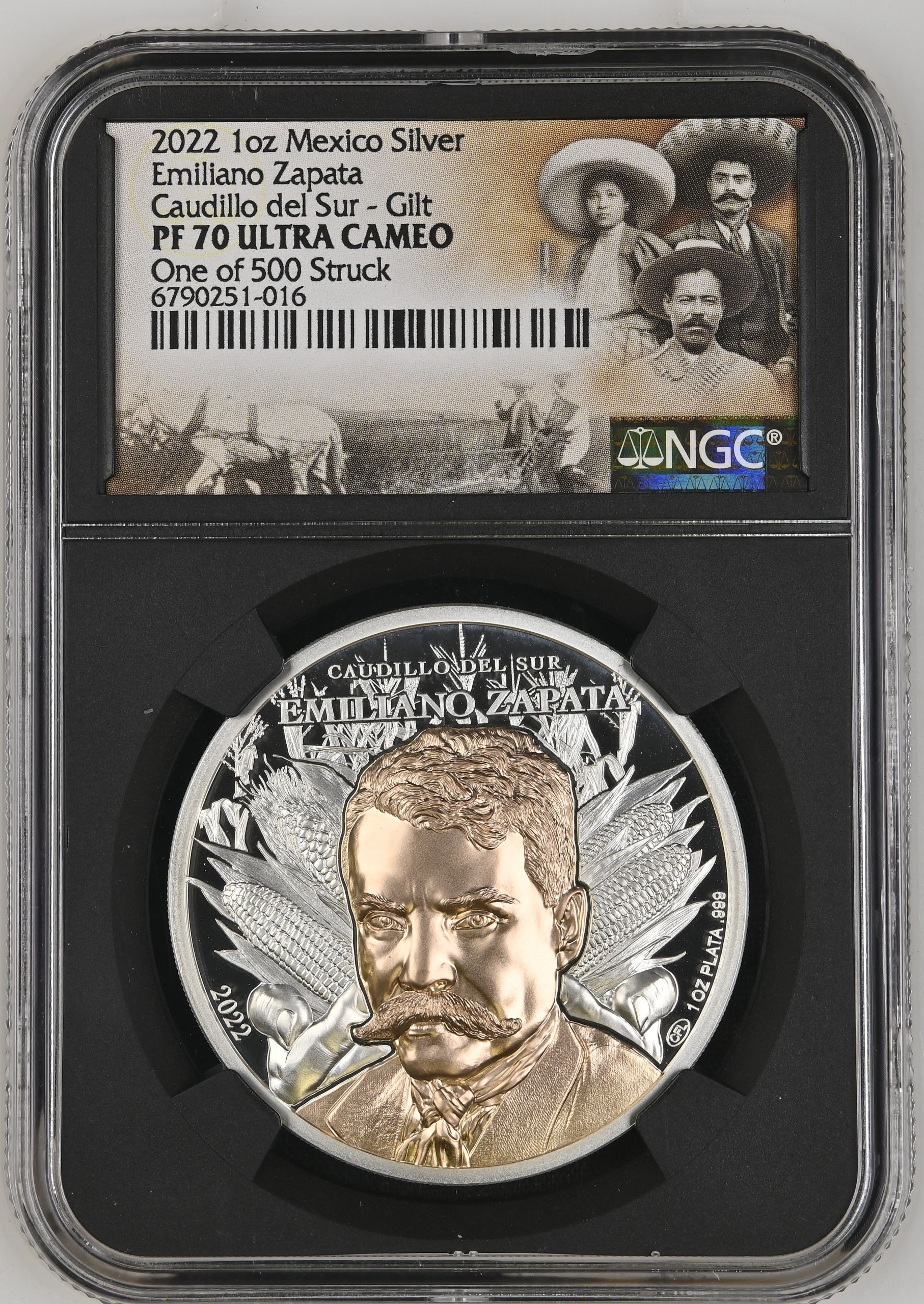 Medals & Tokens Emiliano Zapata 1oz Silver Medal 2022 NGC PF70 Ultra Cameo 0151483