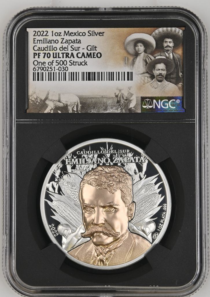 Medals & Tokens Emiliano Zapata 1oz Silver Medal 2022 NGC PF70 Ultra Cameo 0151484