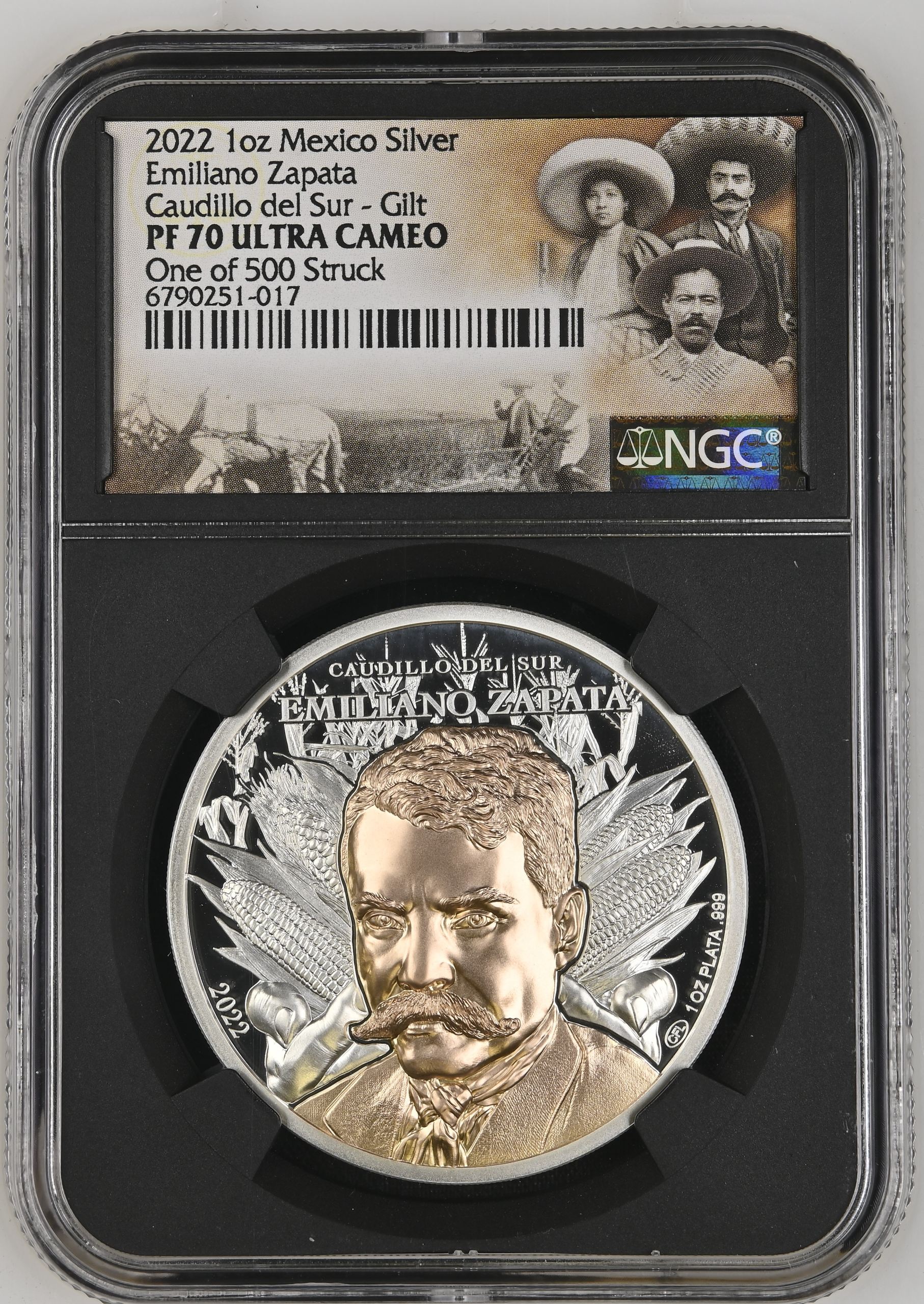 Medals & Tokens Emiliano Zapata 1oz Silver Medal 2022 NGC PF70 Ultra Cameo 0151485