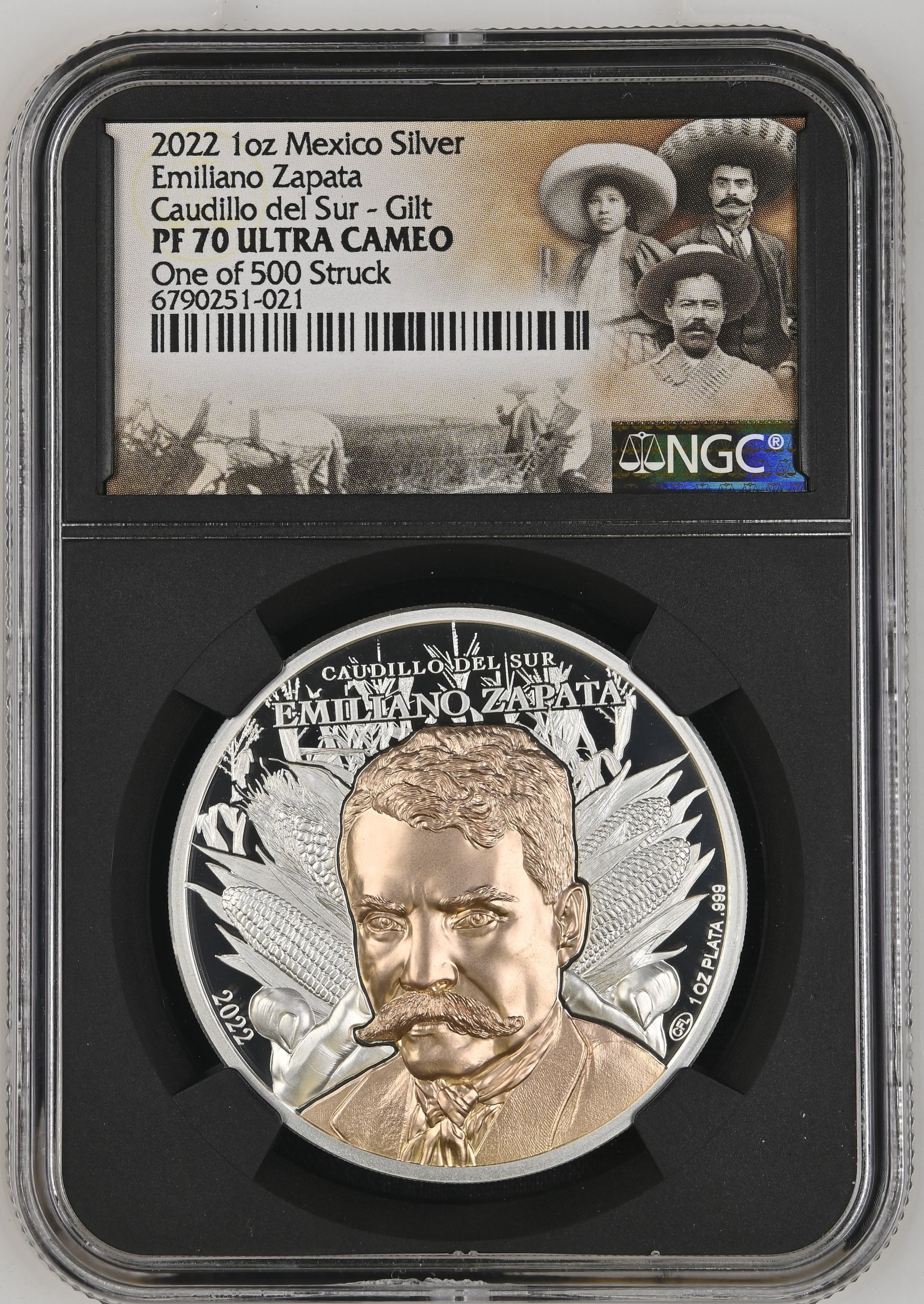 Medals & Tokens Emiliano Zapata 1oz Silver Medal 2022 NGC PF70 Ultra Cameo 0151486