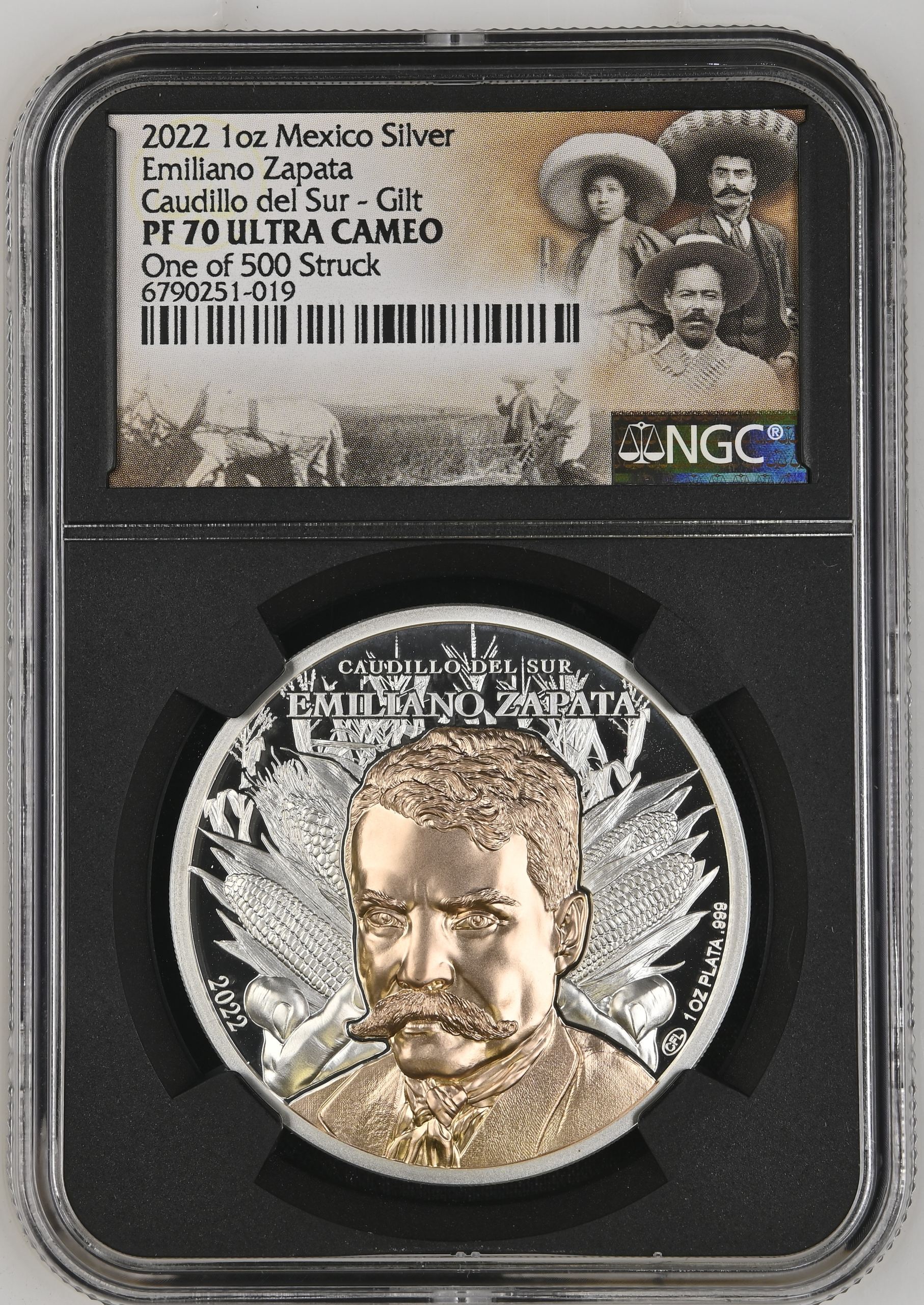 Medals & Tokens Emiliano Zapata 1oz Silver Medal 2022 NGC PF70 Ultra Cameo 0151487