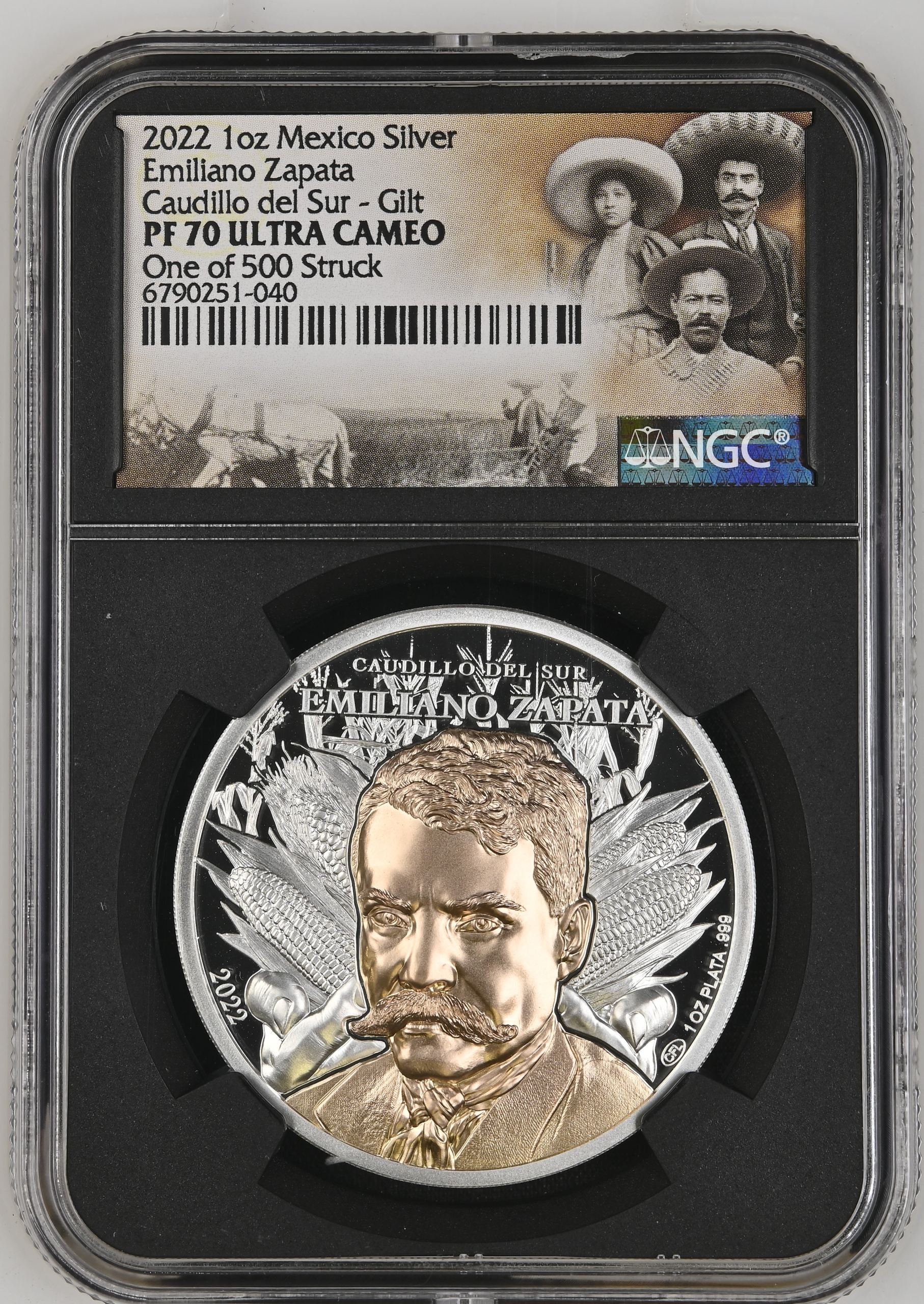 Medals & Tokens Emiliano Zapata 1oz Silver Medal 2022 NGC PF70 Ultra Cameo 0151488