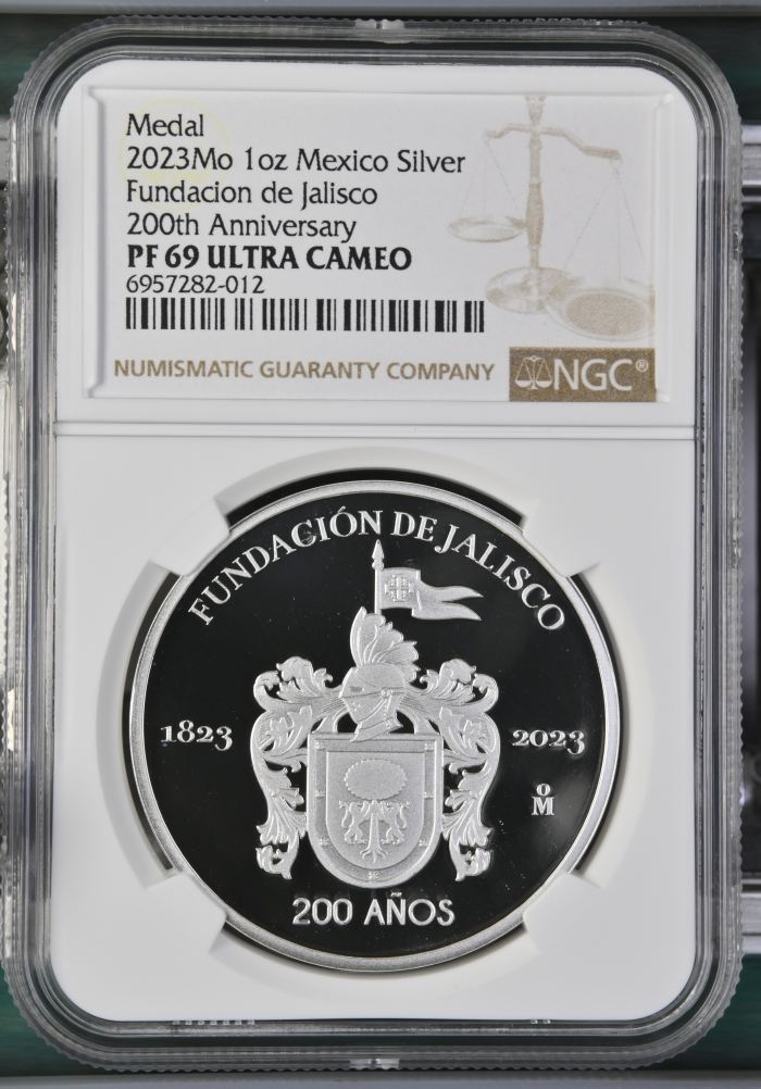 Medals & Tokens 1oz Fundacion de Jalisco 200th Anniversary Silver Medal 2023 Mo NGC PF69 Ultra Cameo 0151513Medals & Tokens 1oz Fundacion de Jalisco 200th Anniversary Silver Medal 2023 Mo NGC PF69 Ultra Cameo 0151513