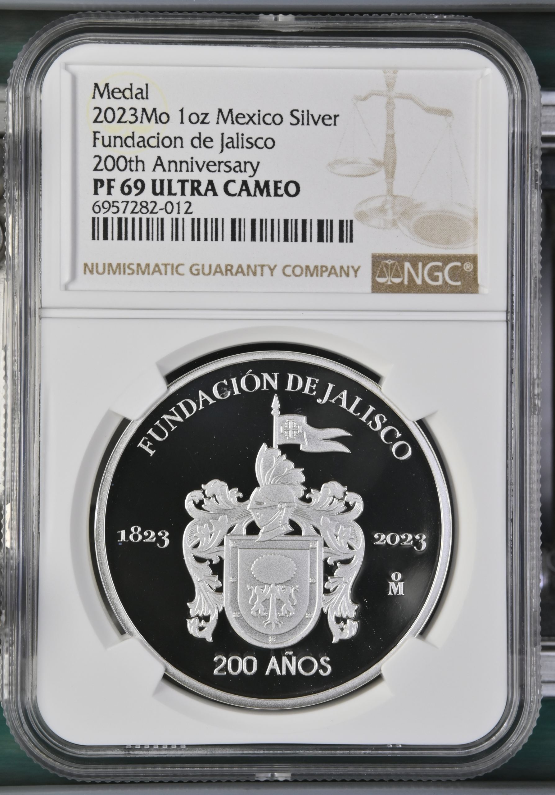 Medals & Tokens 1oz Fundacion de Jalisco 200th Anniversary Silver Medal 2023 Mo NGC PF69 Ultra Cameo 0151513