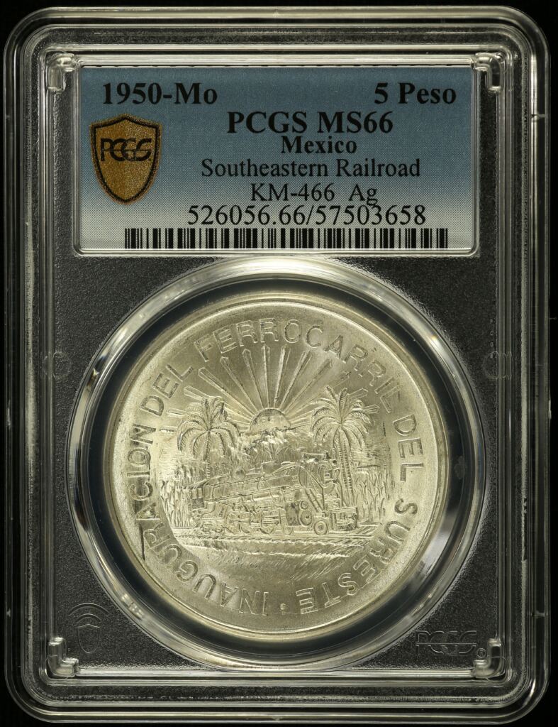 Modern Silver & Minors 5 Peso 1950 Mo PCGS MS66 KM-466 0151595