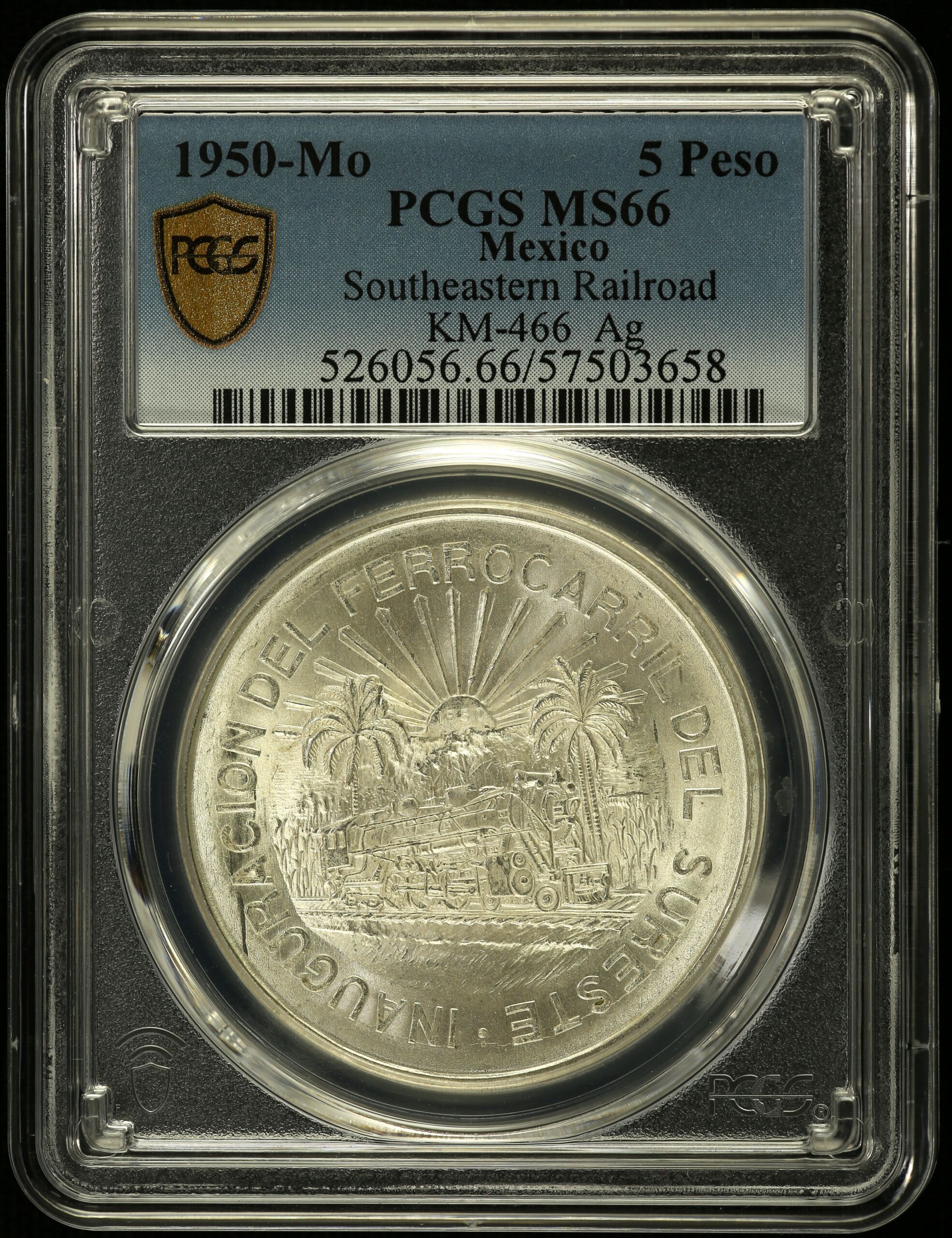 Modern Silver & Minors 5 Peso 1950 Mo PCGS MS66 KM-466 0151595