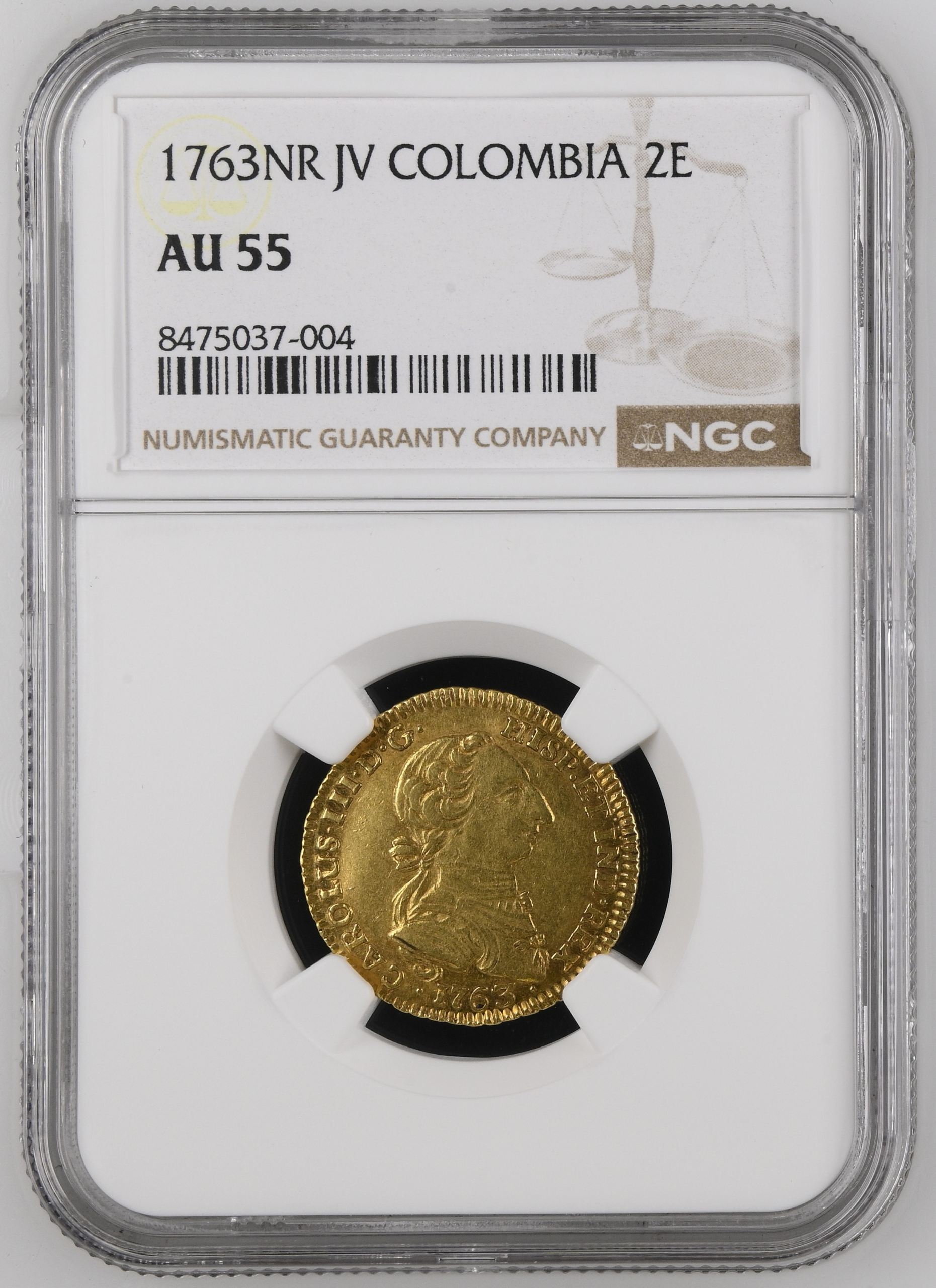 Colombia 2 Escudos 1763 Nr JV NGC AU55 0151633